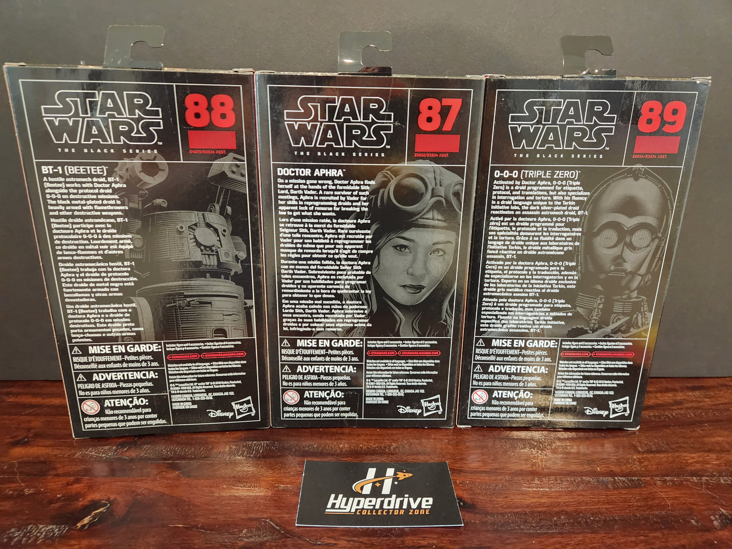 Star Wars: The Black Series Dr. Aphra, 0-0-0 (Triple 0), and BT-1 (BeeTee) Hasbro