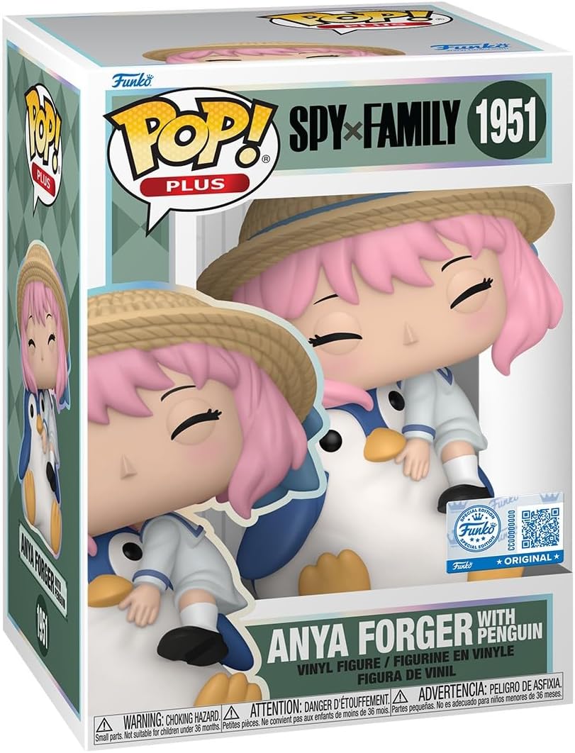 Funko Pop! vinyl figure packaging featuring Anya Forger with a penguin from Spy x Family