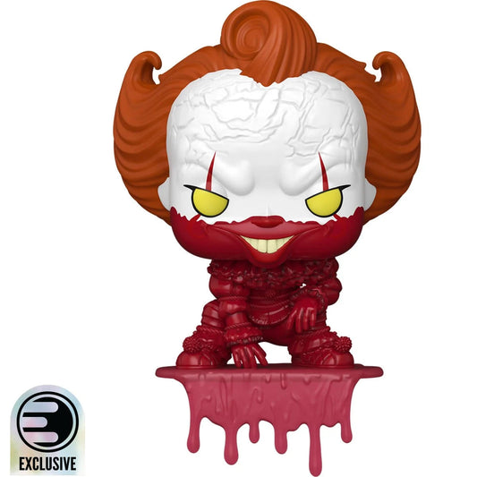 It: Welcome to Derry Pennywise Bloody Shelf Sitter Funko Pop! Vinyl Figure #1866 - Entertainment Earth Exclusive Hasbro