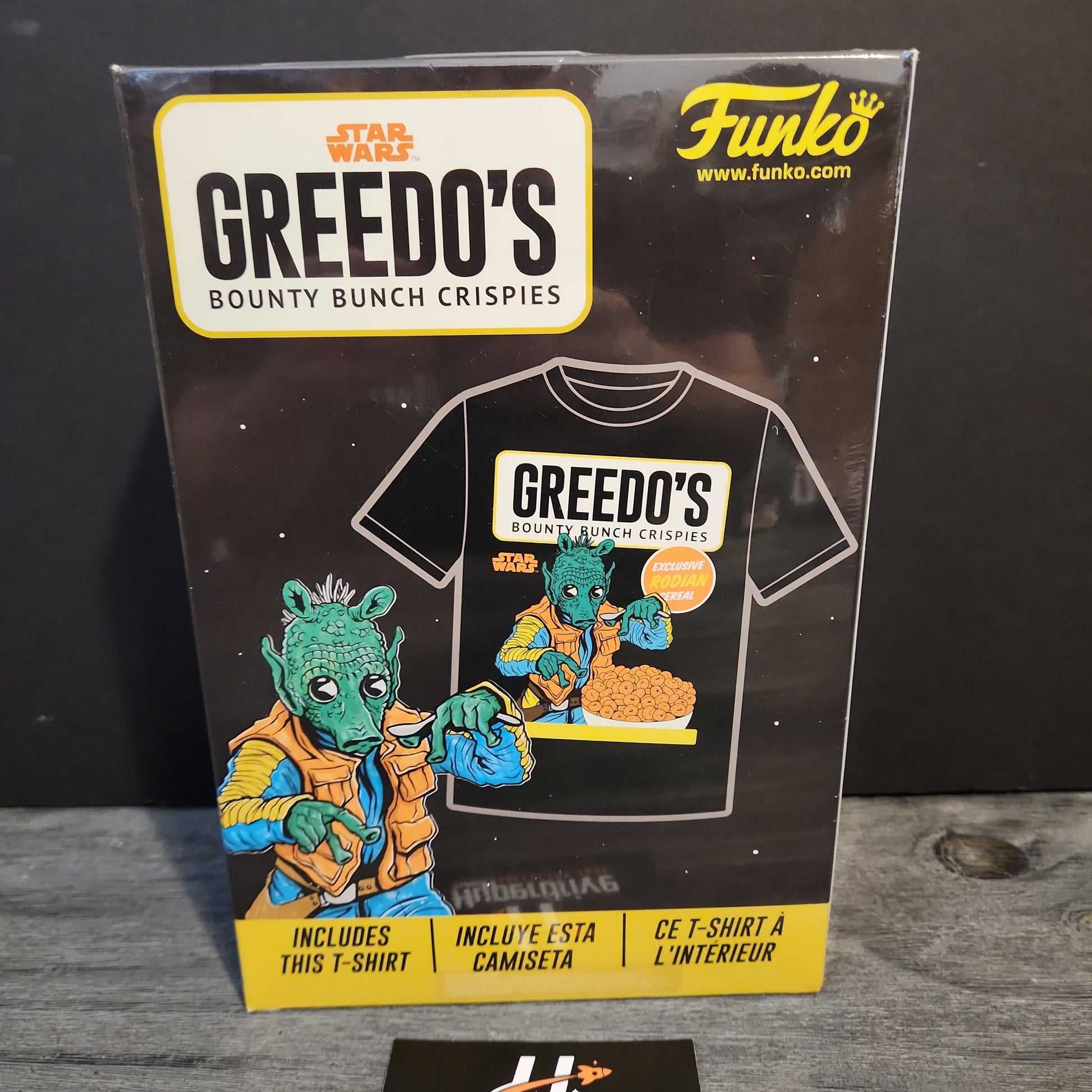 Star Wars Greedo's Bounty Bunch Crispies CHASE Funko PoP T-shirt, size XL Funko