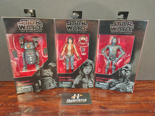 Star Wars: The Black Series Dr. Aphra, 0-0-0 (Triple 0), and BT-1 (BeeTee) Hasbro