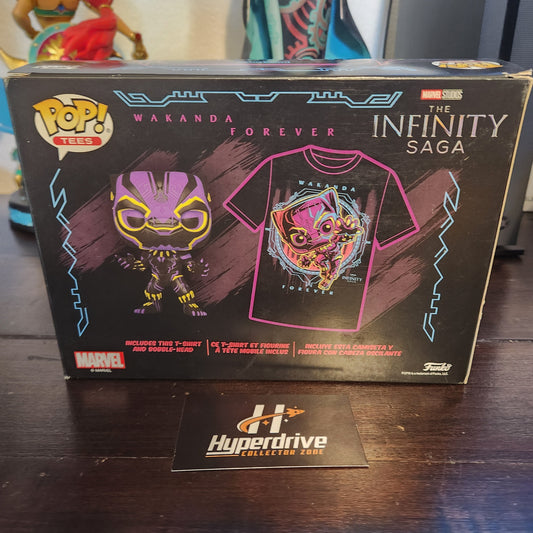 Marvel Avengers Blacklight Black Panther Funko PoP and Tee - Size Large Funko