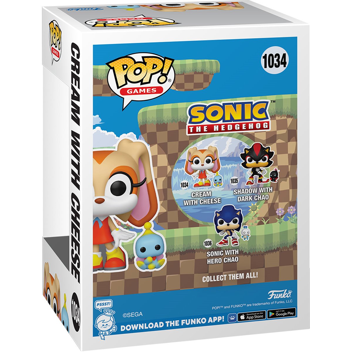 Sonic The Hedgehog Cream Funko Pop! Vinyl Figure with Cheese Buddy Funko