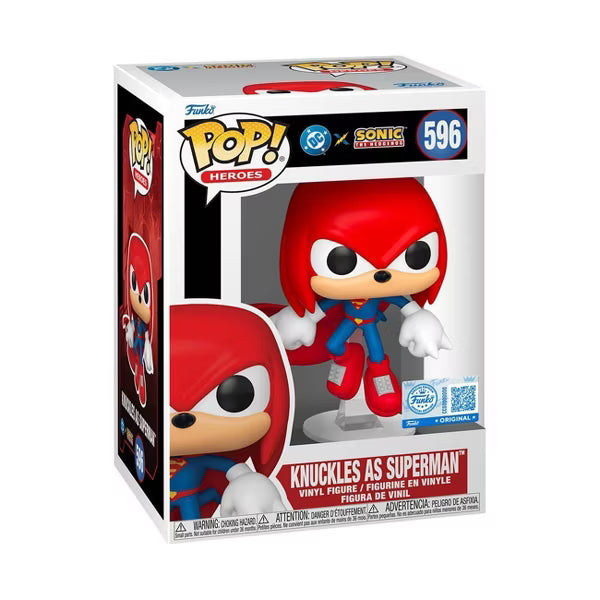 Funko Pop! vinyl figure packaging featuring Knuckles as Superman on a white background
