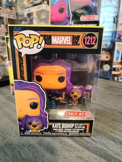 Funko PoP Marvel Blacklight Hawkeye Kate Bishop with Lucky