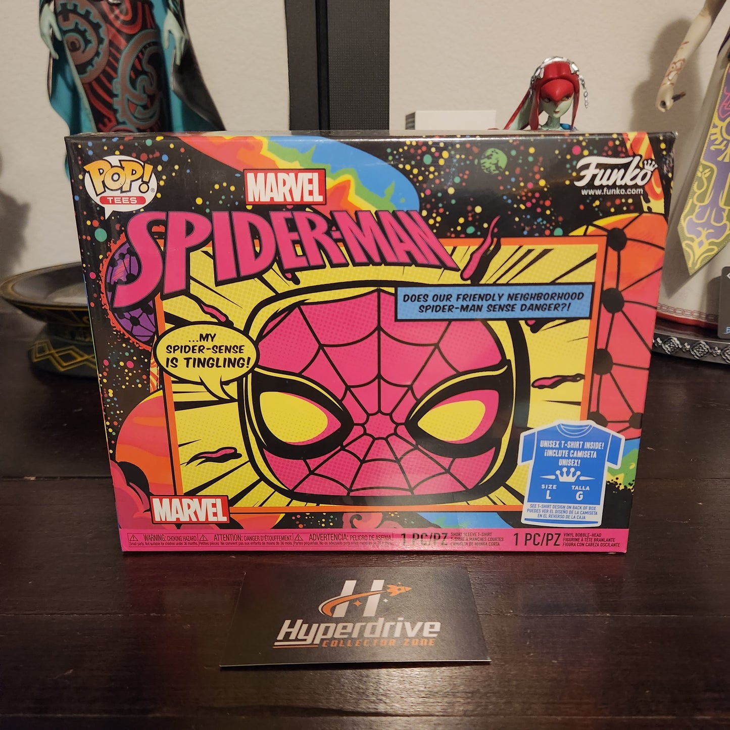 Marvel Blacklight Spider-man Funko Pop! Vinyl Figure and Tee, Size L Funko