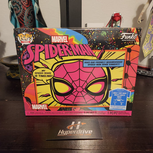 Marvel Blacklight Spider-man Funko Pop! Vinyl Figure and Tee, Size L Funko