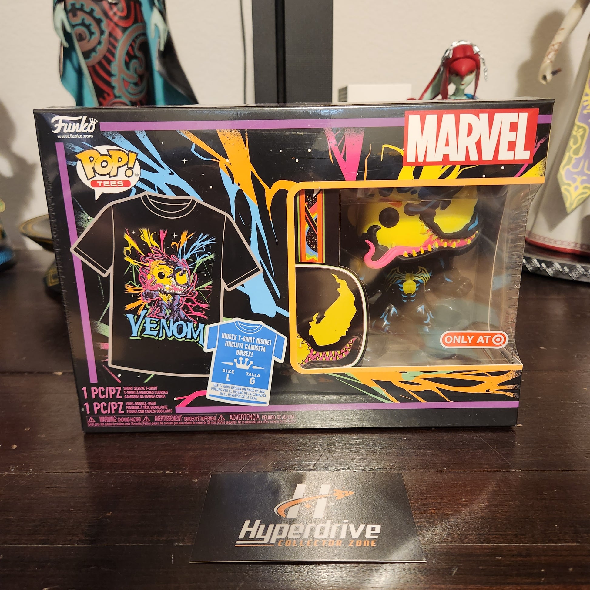 Marvel Blacklight Venom Funko Pop! Vinyl Figure and Tee, Size L Funko