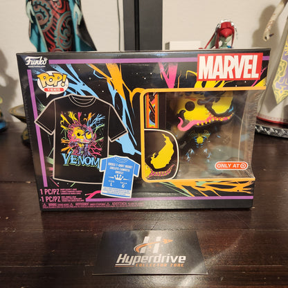 Marvel Blacklight Venom Funko Pop! Vinyl Figure and Tee, Size L Funko