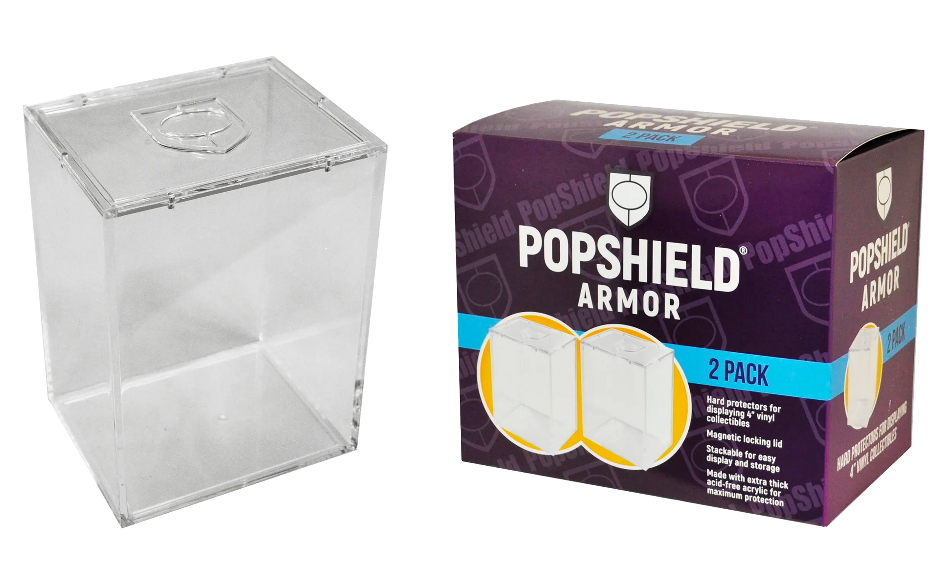 PopShield Armor Hard Protectors 2-Count - Stackable with Magnetic Lid 7BaP